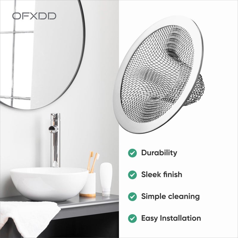 OFXDD Sink Strainer 3 Inch - Mesh Drain Hair Catcher for Bathtub - Kitchen Drain Catcher for Food, Waste, of Stainless Steel, 3 Pcs - Image 2
